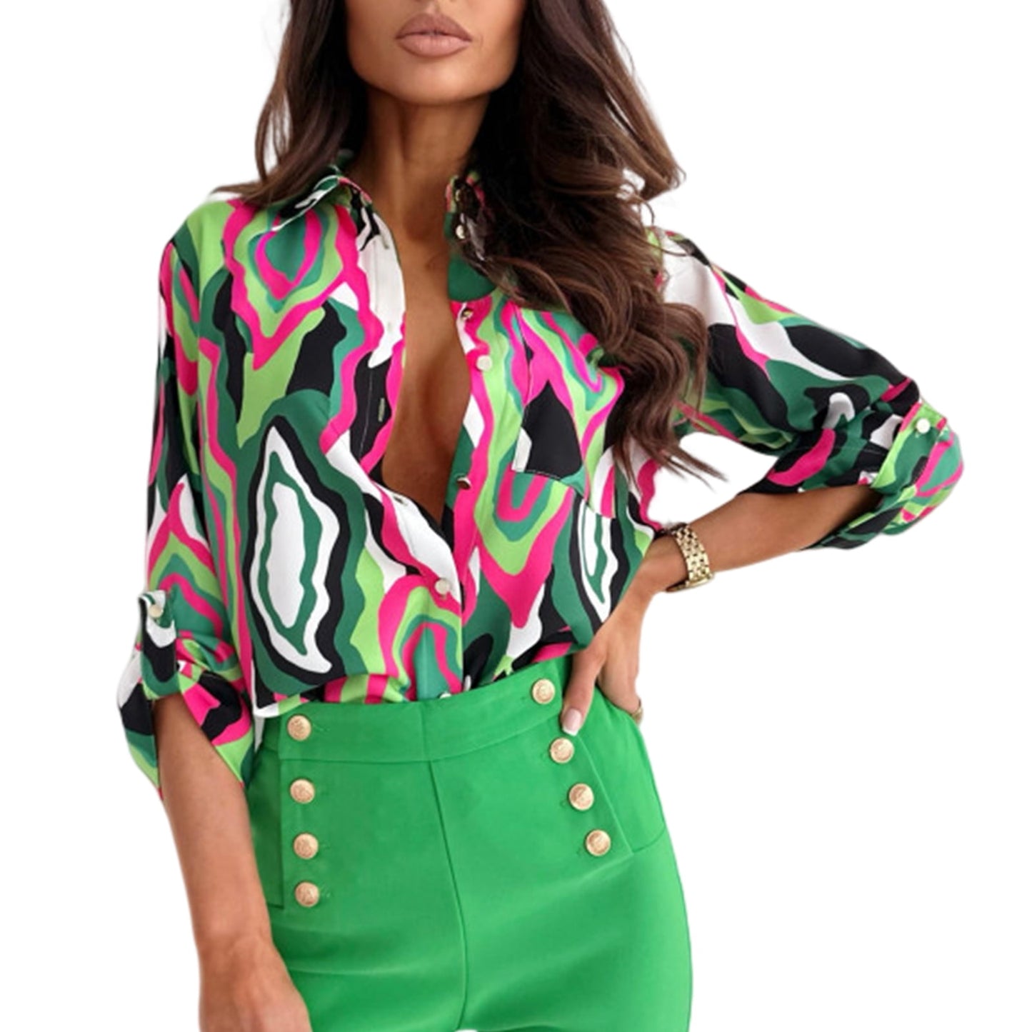 Chemisier Camilla - Elégant et stylé, à motifs colorés.